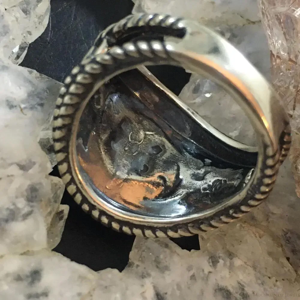 Carolyn Pollack Southwestern Style Sterling Silver Wide Decorated Ring For Women